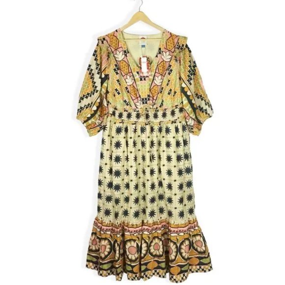 Farm Rio Natural Tropical Sunshine V-neck Maxi Dress 3X - Picture 10 of 16